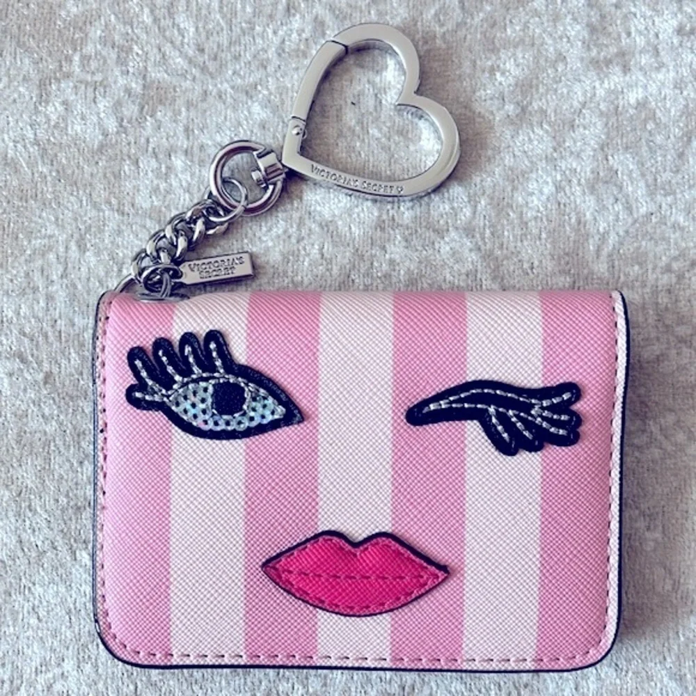 Brand New Victoria’s Secret Set Lotion Pink Stripes Key & Cardholder Lip Gloss